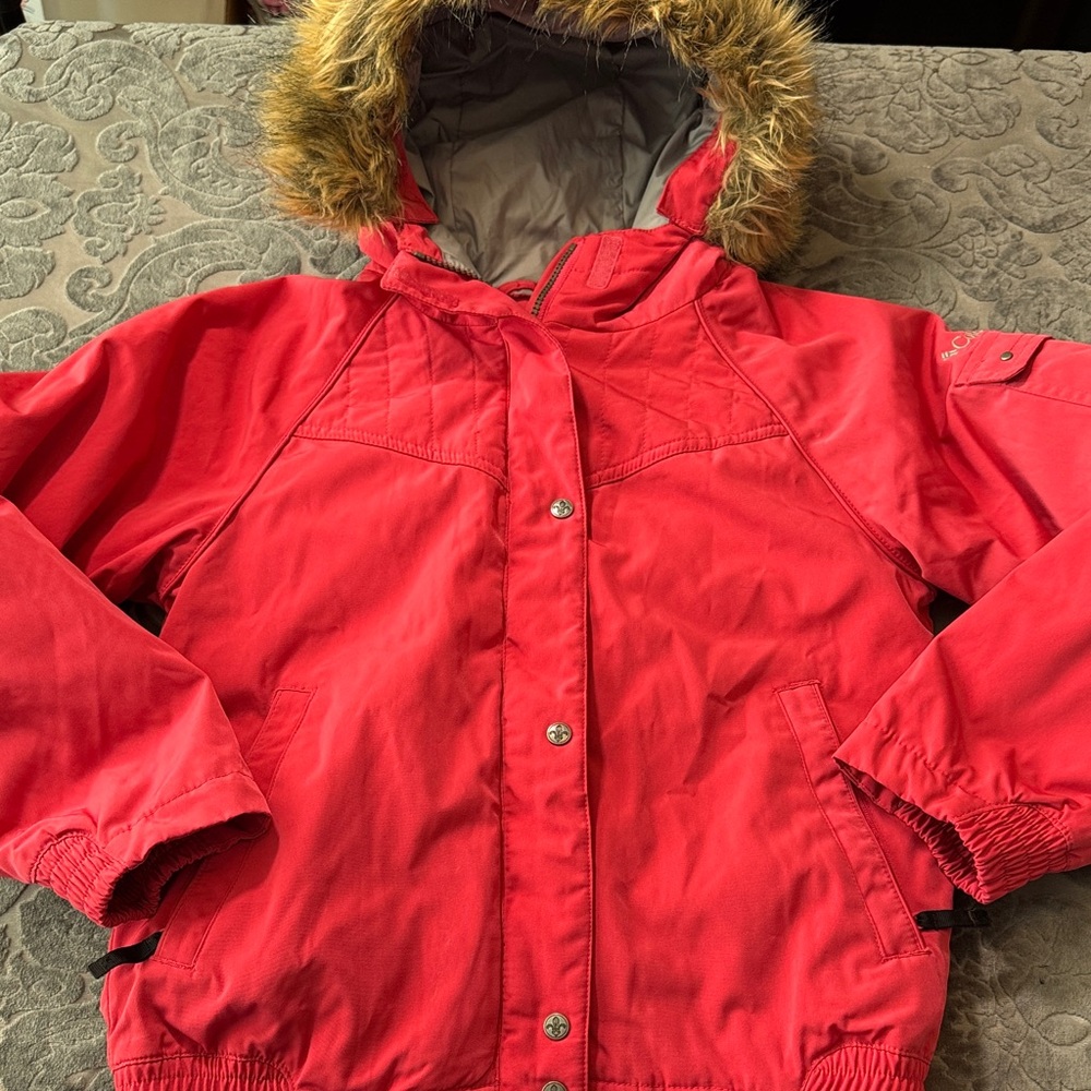 Columbia girls salmon Red Puffer ski winter snowboarding Jacket Sz m 10/12
